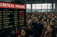 Imagem de capa com falha crítica sistema comunicação na aviação, ilustrando voos atrasados e cancelamentos