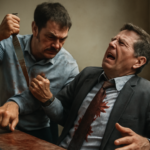 Capa horizontal 16:9, sem textos, ilustrando violência trabalho 6 agressões entre colegas.