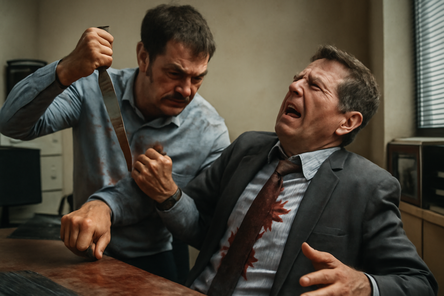Capa horizontal 16:9, sem textos, ilustrando violência trabalho 6 agressões entre colegas.
