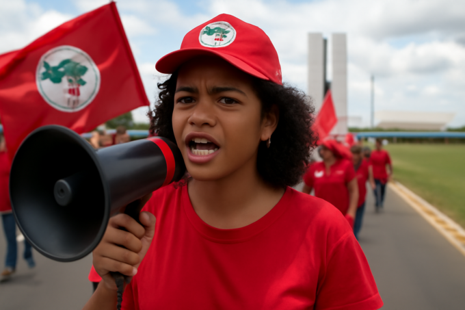 Capa horizontal com rosa amorim mst revela: Rosa do MST mostrando plano para a agricultura familiar em Brasília