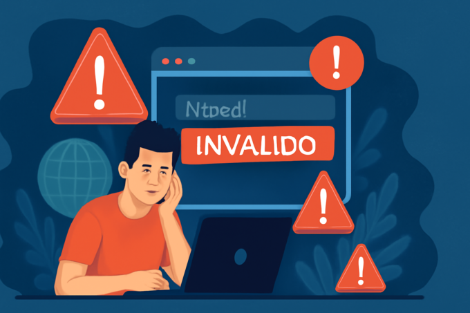 Capa horizontal 16:9 com alerta segurança digital navegar e risco de endereços inválidos, sem textos
