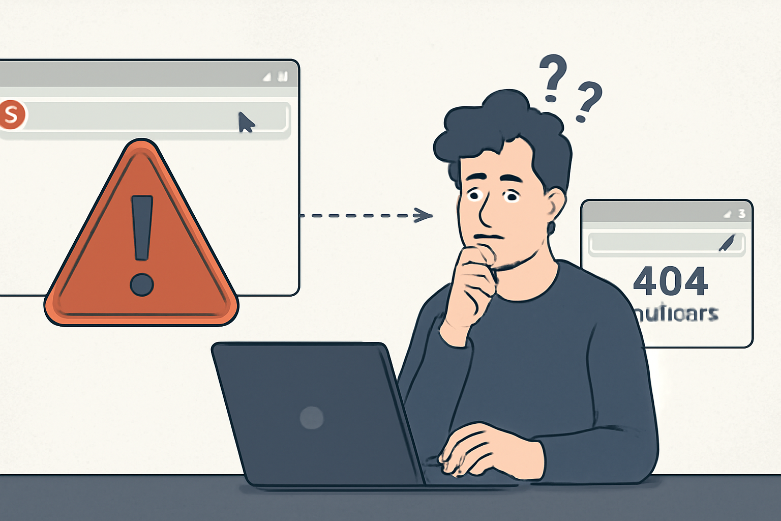 Capa horizontal 16:9 sem textos, ilustrando alerta navegação que fazer diante redirecionamento inválido
